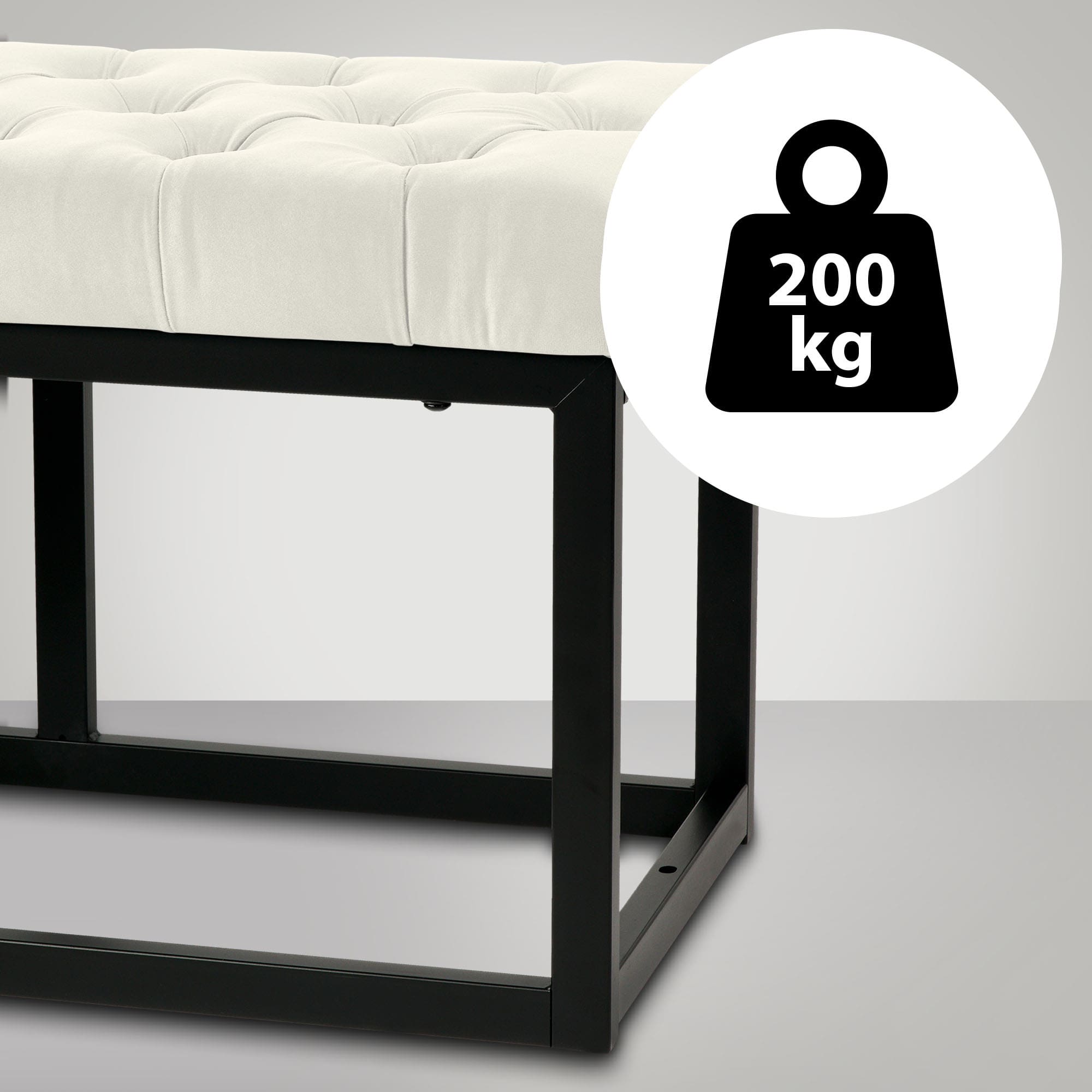 Sitzbank Polson Samt Schwarz creme 120 cm