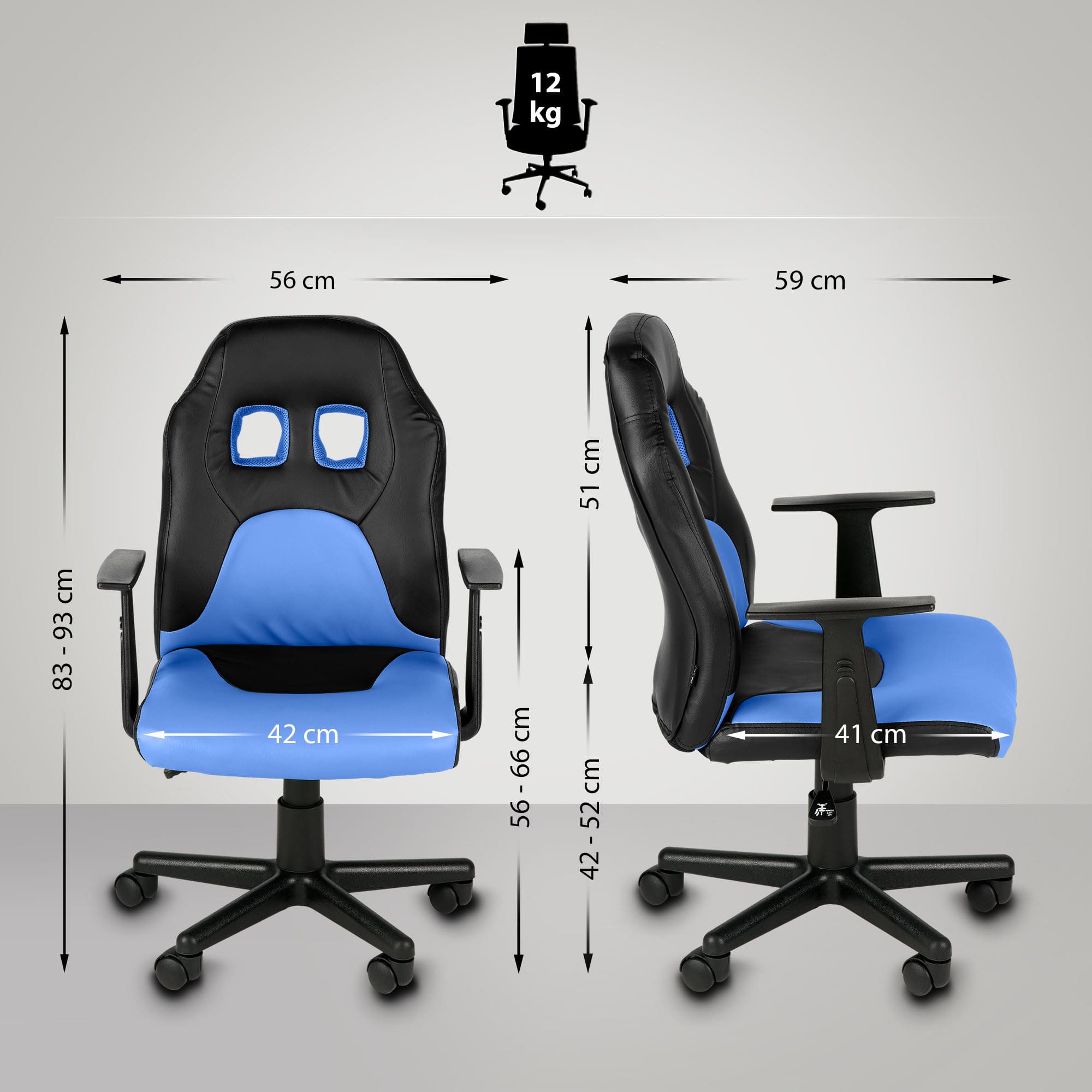 Kinder Gaming Bürostuhl Fun schwarz/blau