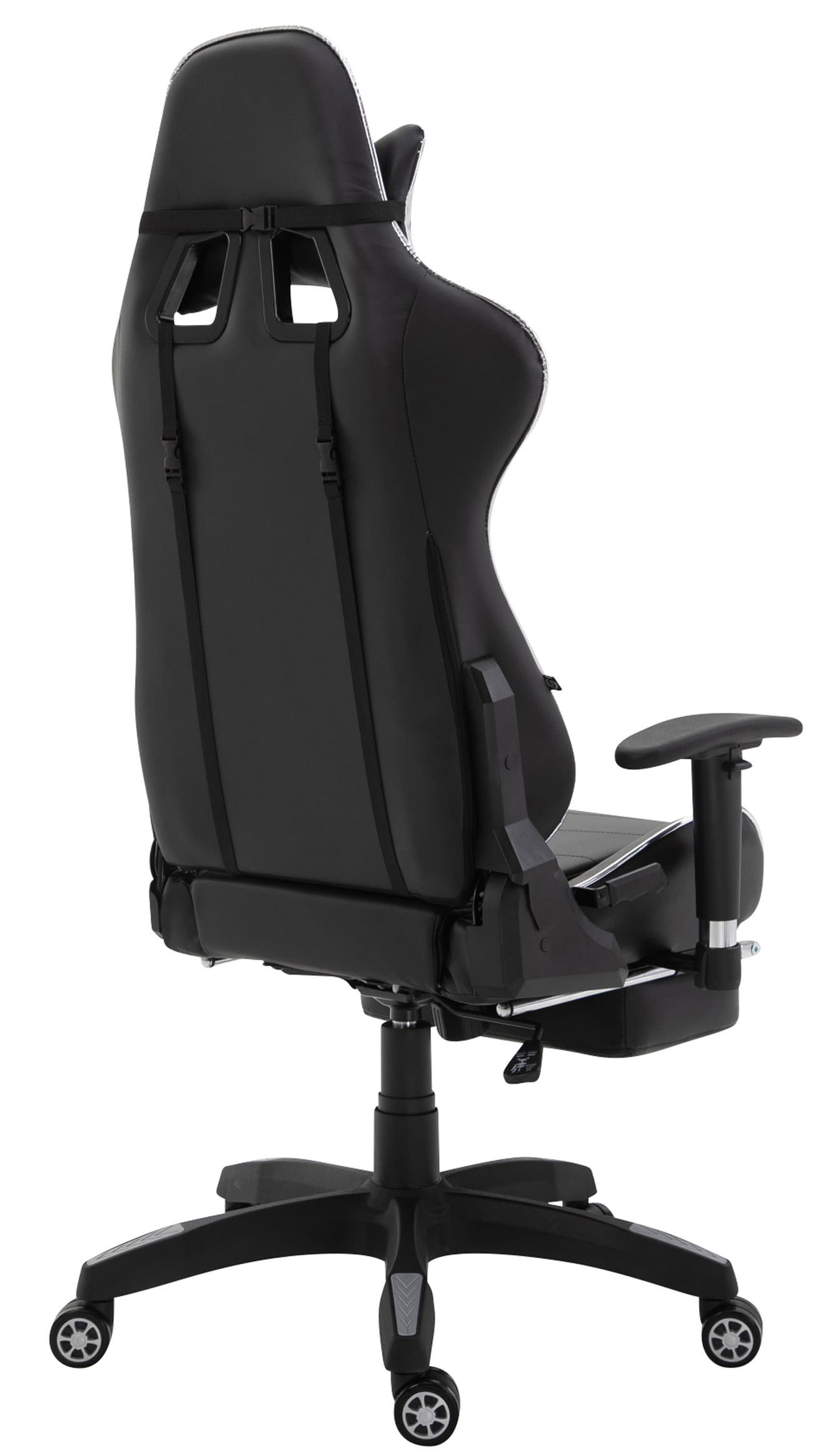 Gaming Bürostuhl Turbo XL mit Fußablage schwarz/weiß Kunstleder (metallic)