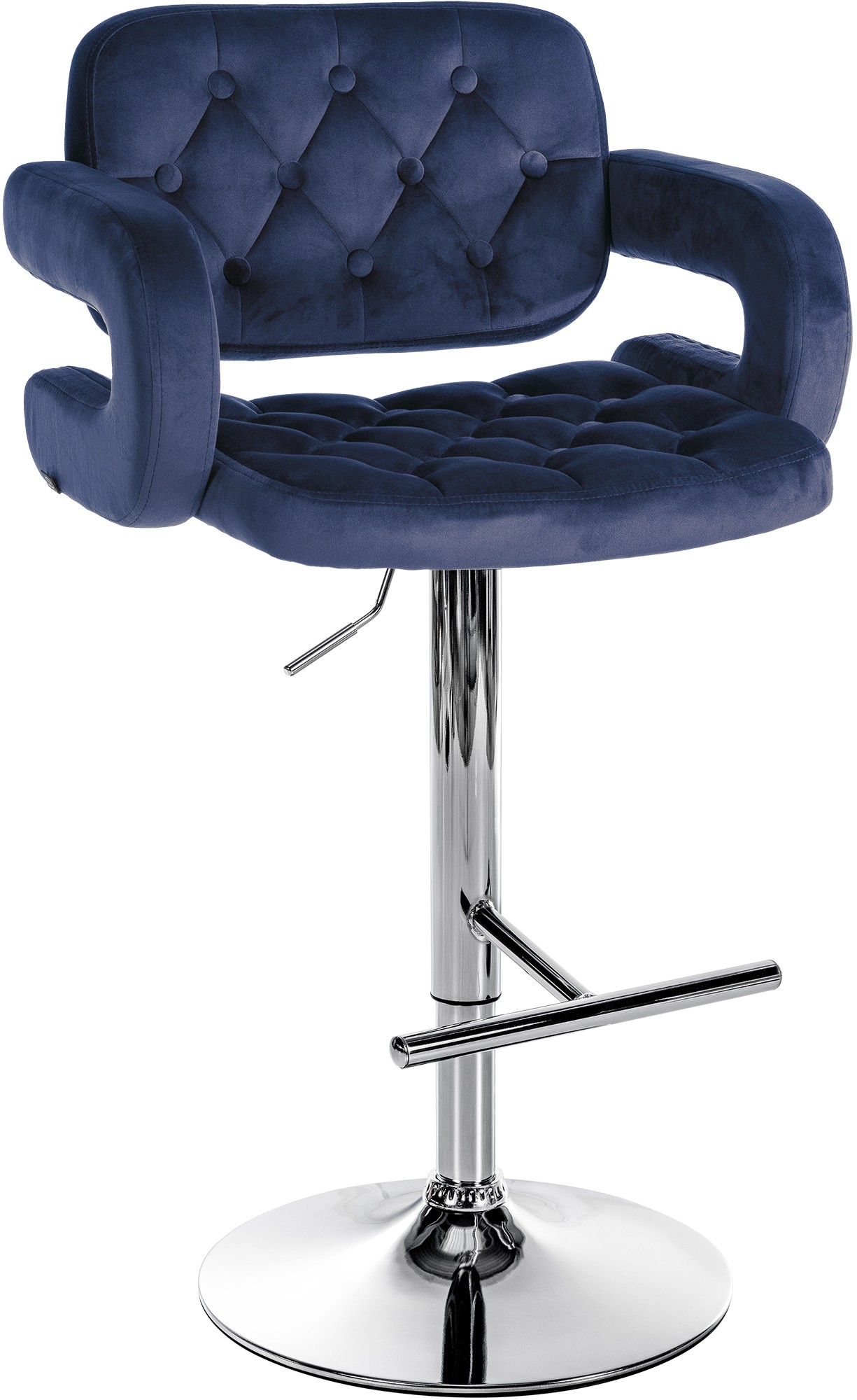 Barhocker Dublin Samt Metall in Chromoptik blau