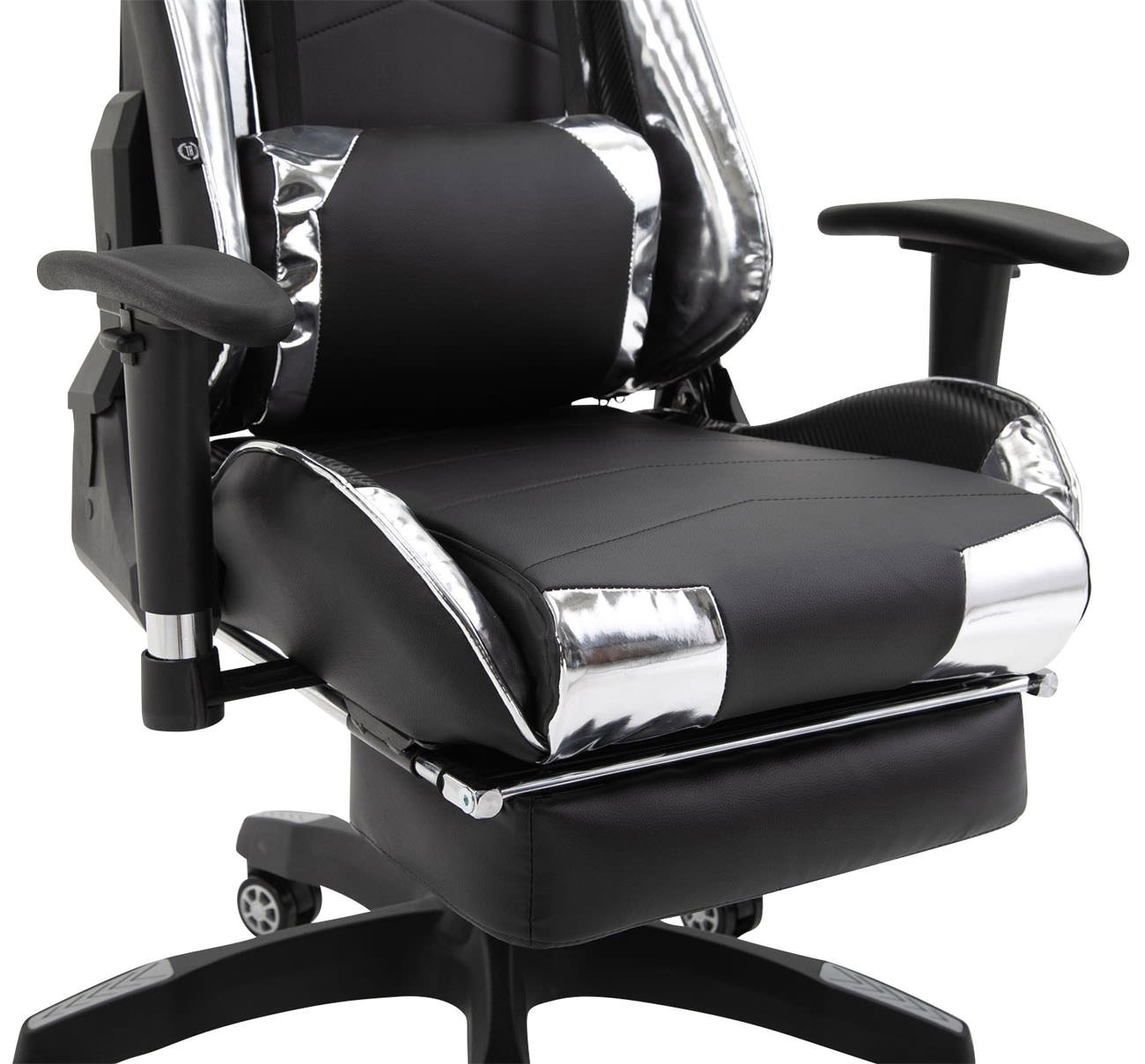 Gaming Bürostuhl Turbo XL mit Fußablage schwarz/weiß Kunstleder (metallic)