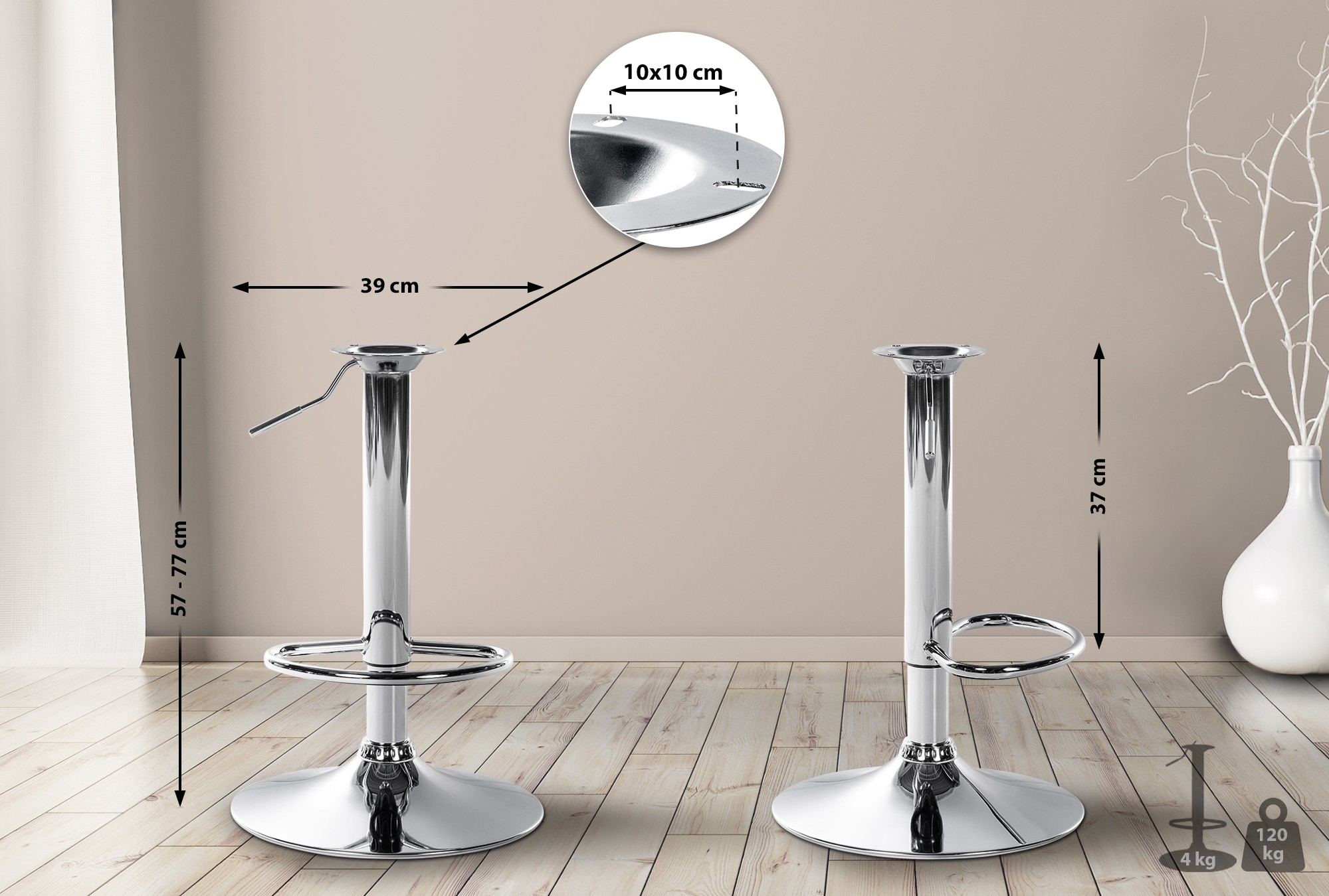 XL-Gestell für Barhocker, 360° drehbar, ohne Lehne