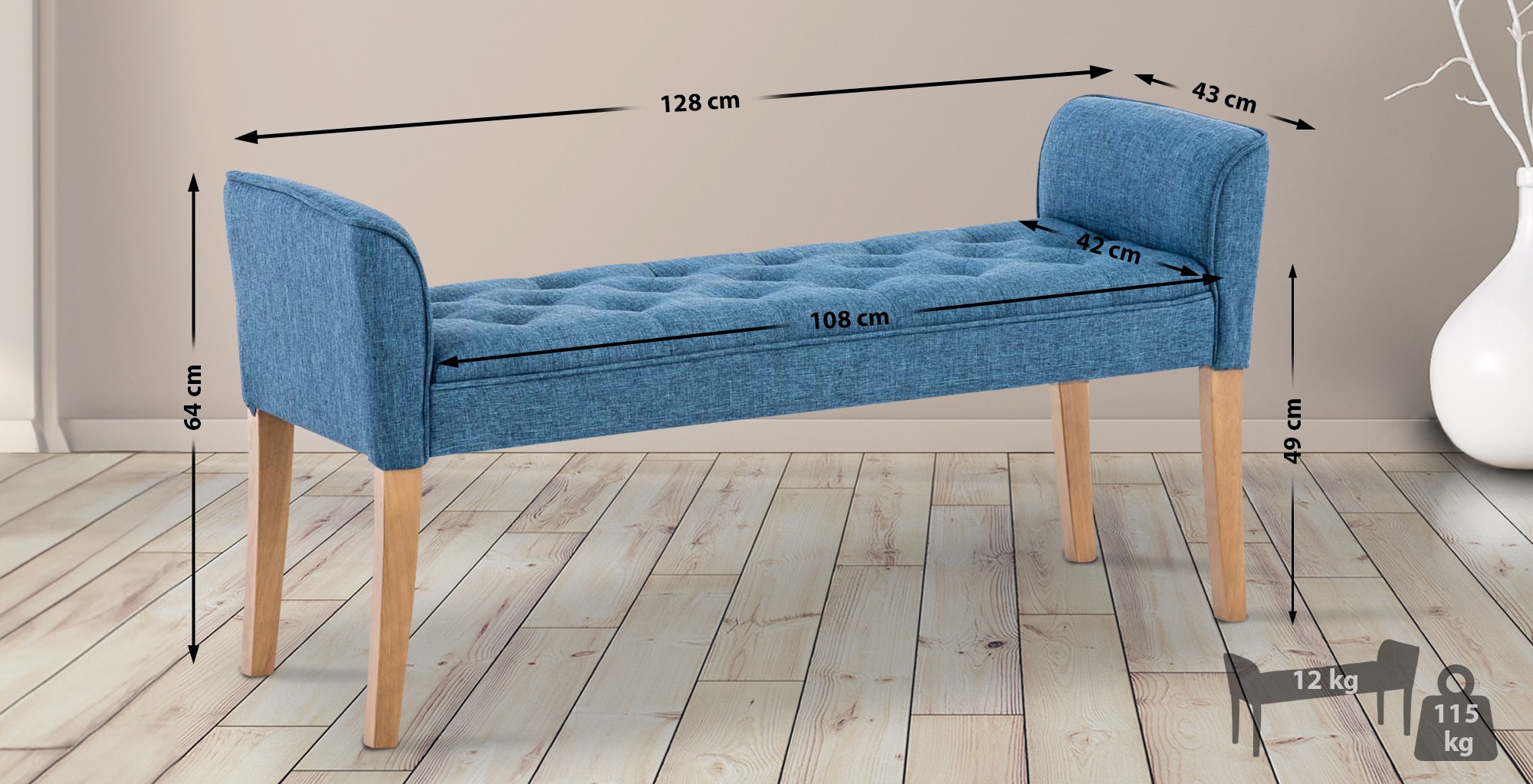 Chaiselongue Cleopatra blau antik-hell