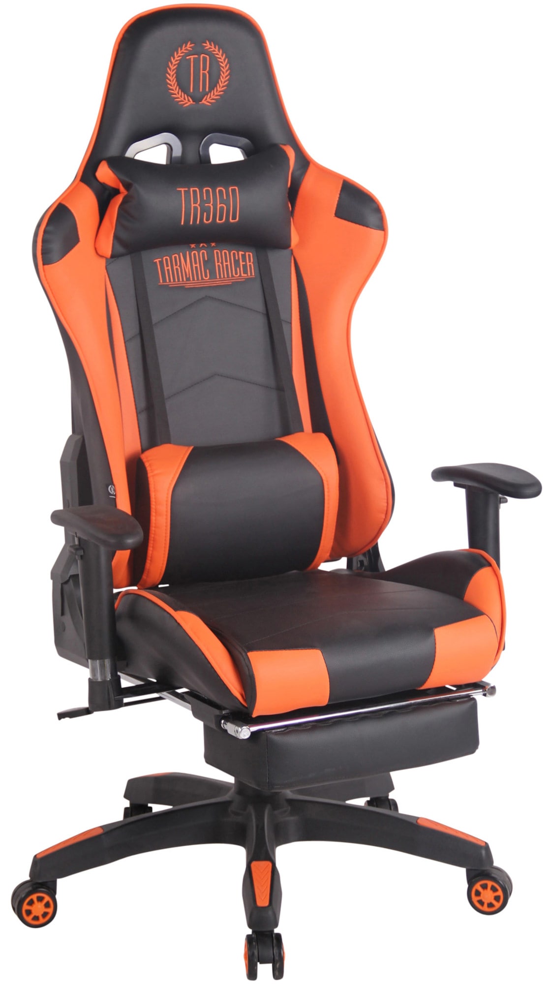 Gaming Bürostuhl Turbo XL mit Fußablage schwarz/orange Kunstleder