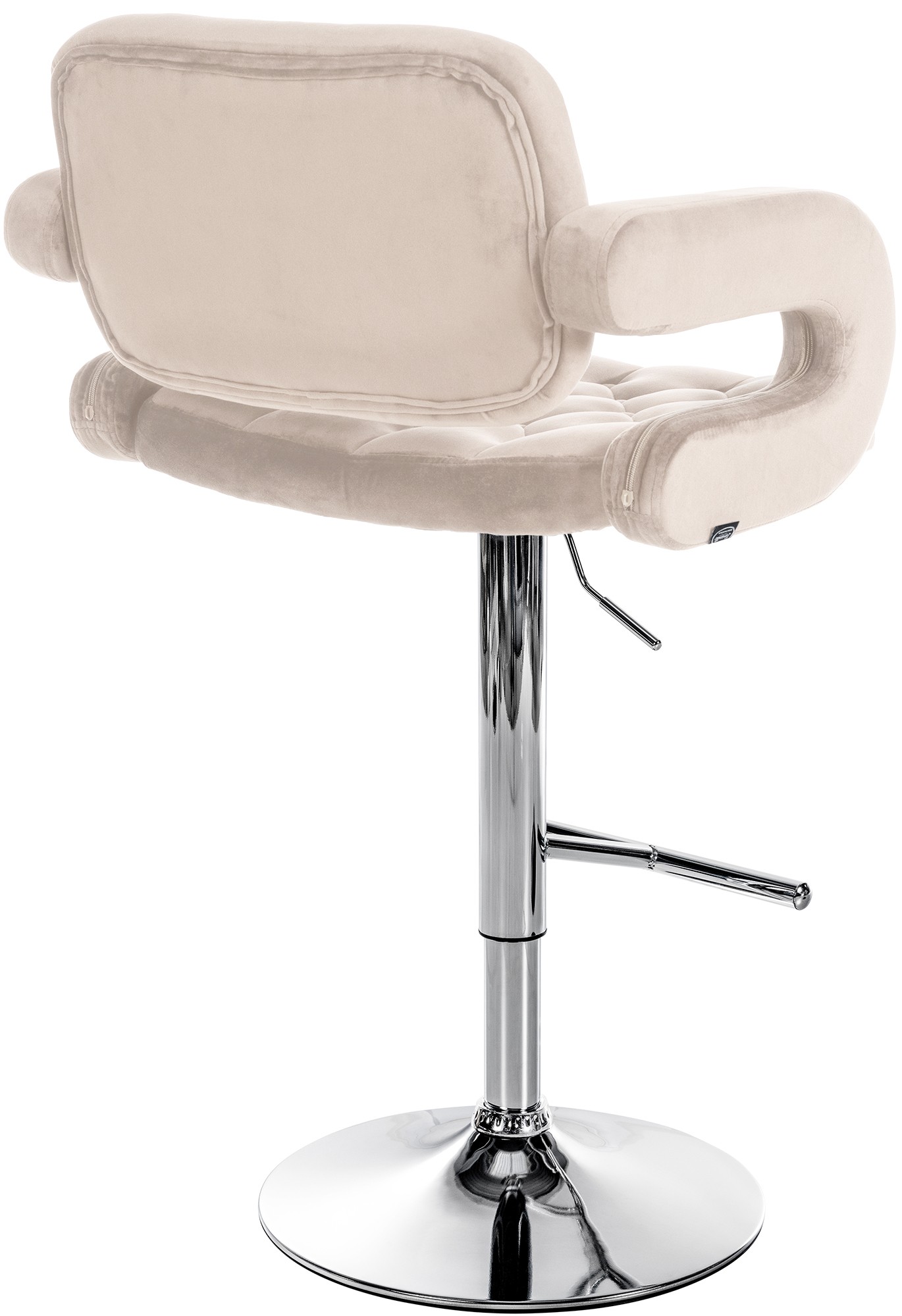 Barhocker Dublin Samt Metall in Chromoptik creme