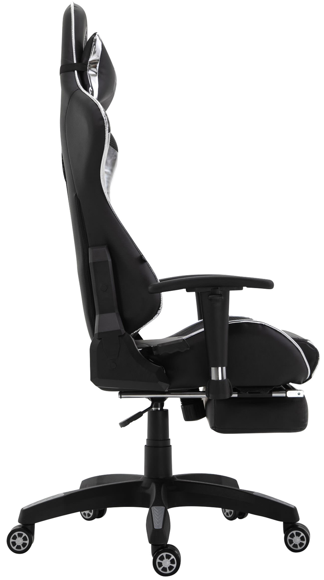 Gaming Bürostuhl Turbo XL mit Fußablage schwarz/weiß Kunstleder (metallic)