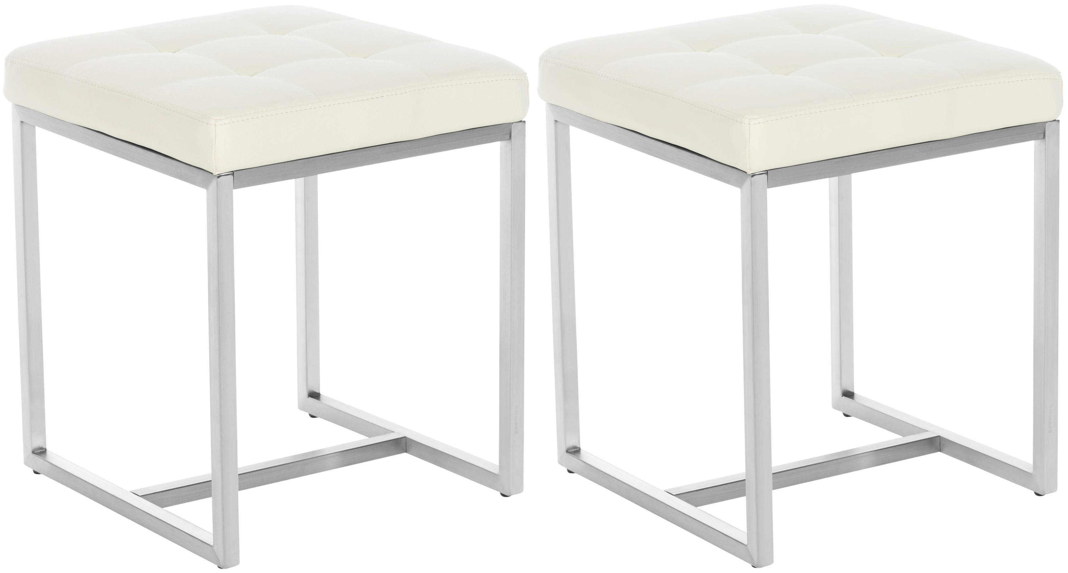 2er Set Edelstahl Sitzhocker Barci creme