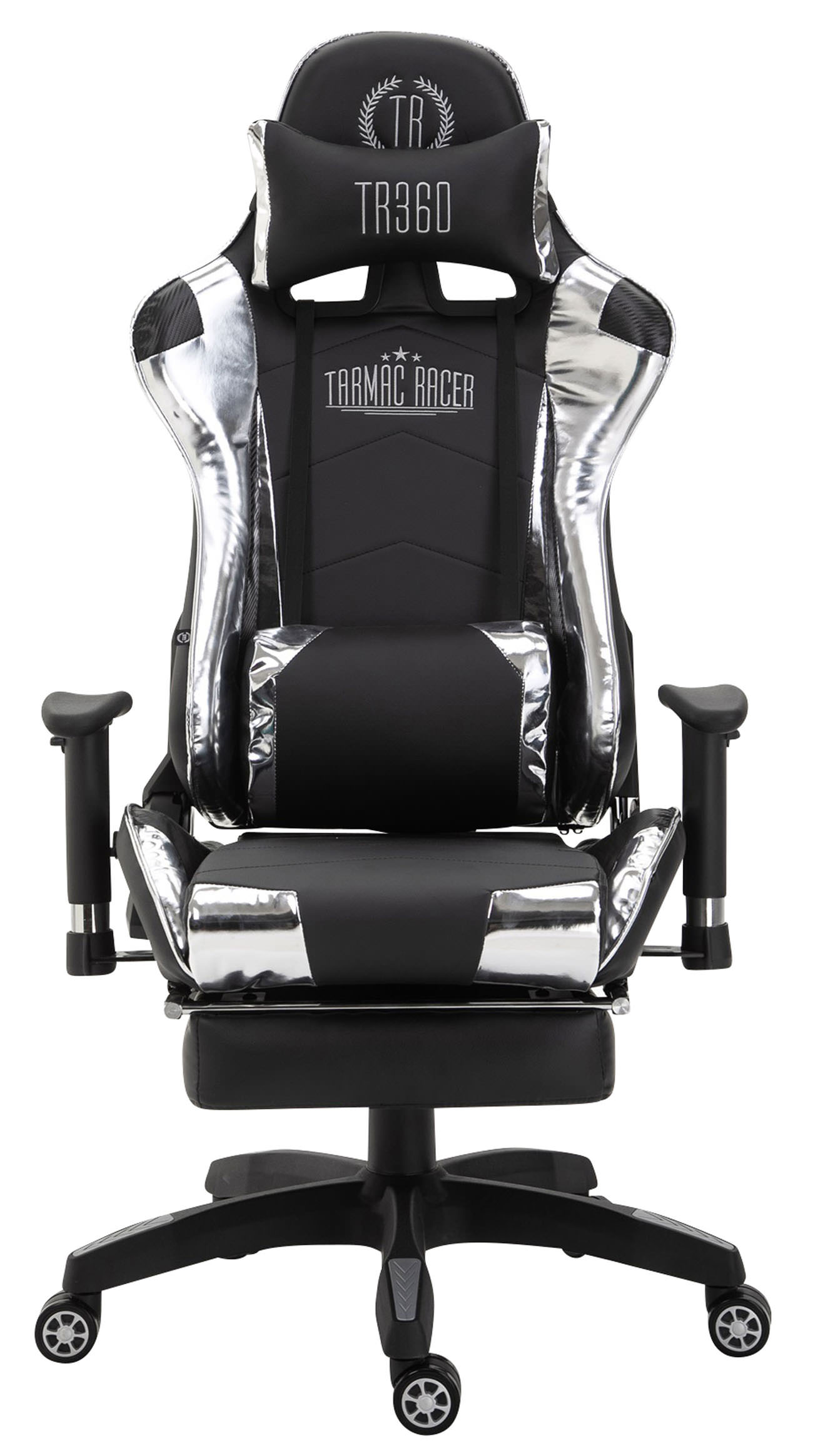 Gaming Bürostuhl Turbo XL mit Fußablage schwarz/weiß Kunstleder (metallic)