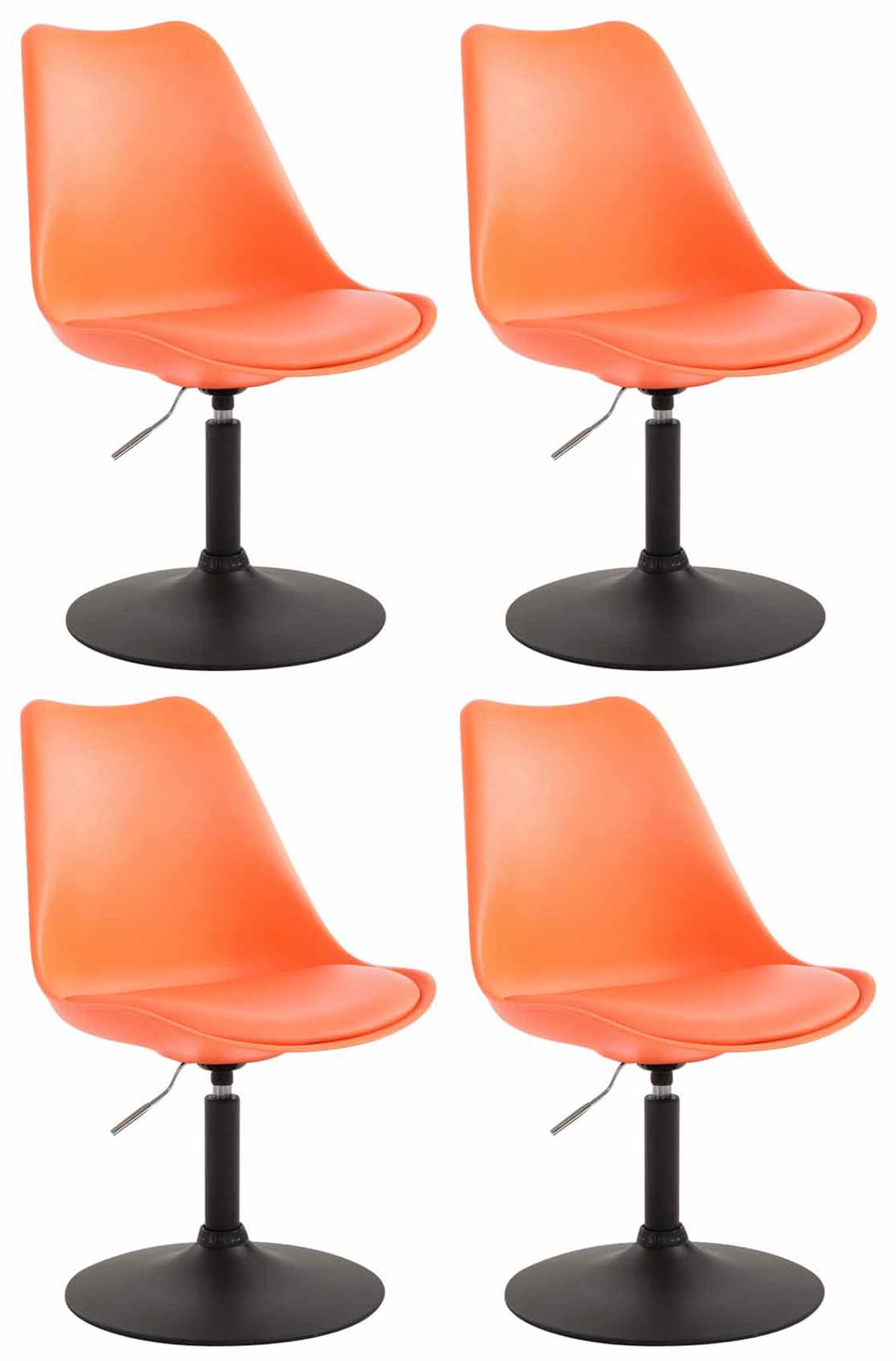 4er Set Esszimmerstühle Maverick Kunststoff orange schwarz