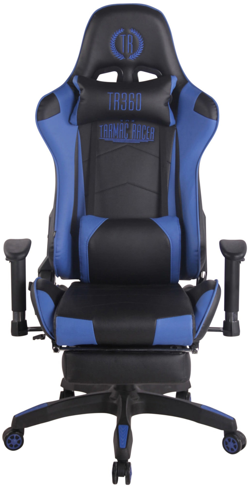 Gaming Bürostuhl Turbo XL mit Fußablage schwarz/blau Kunstleder