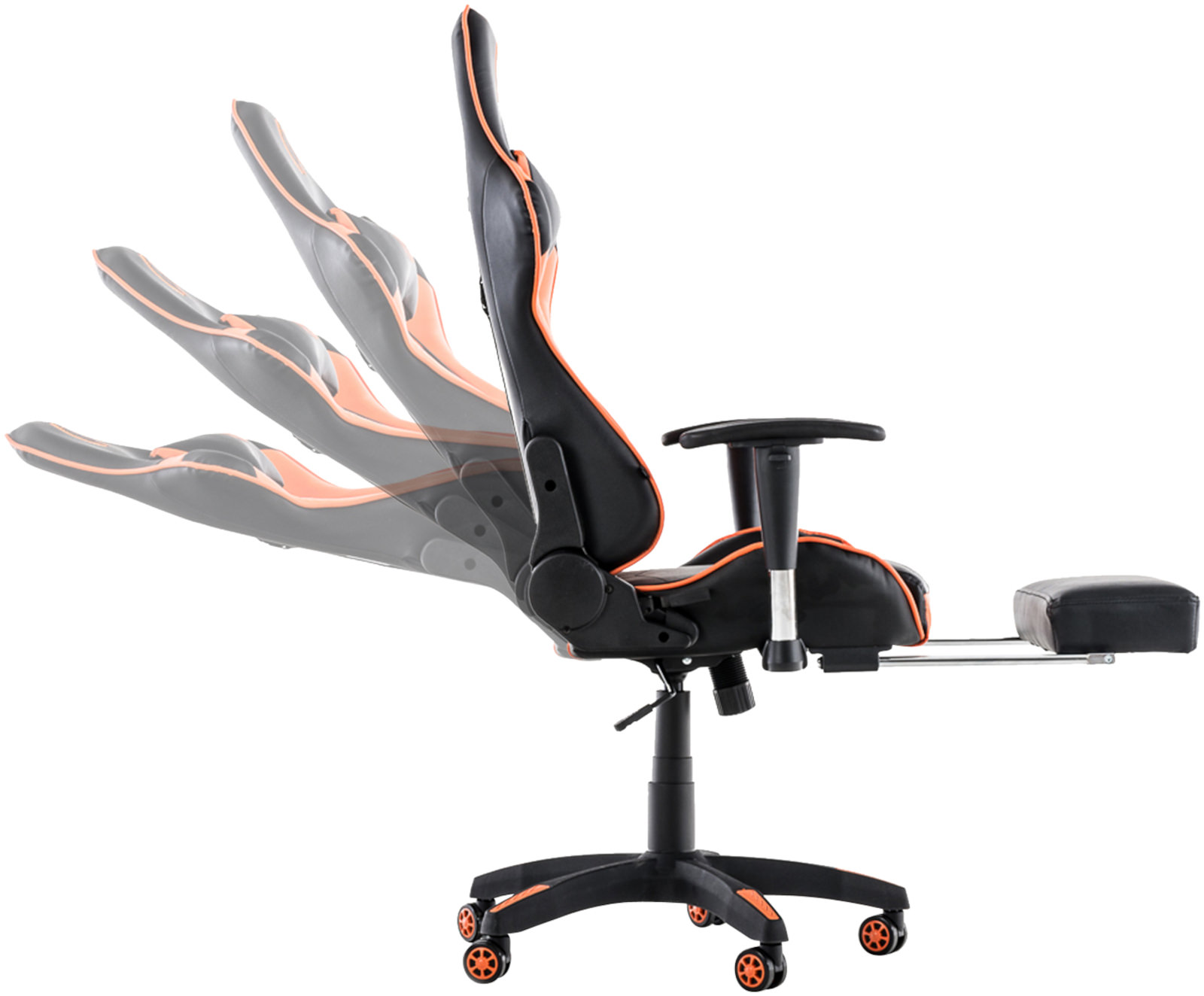 Gaming Bürostuhl Turbo XL mit Fußablage schwarz/orange Kunstleder