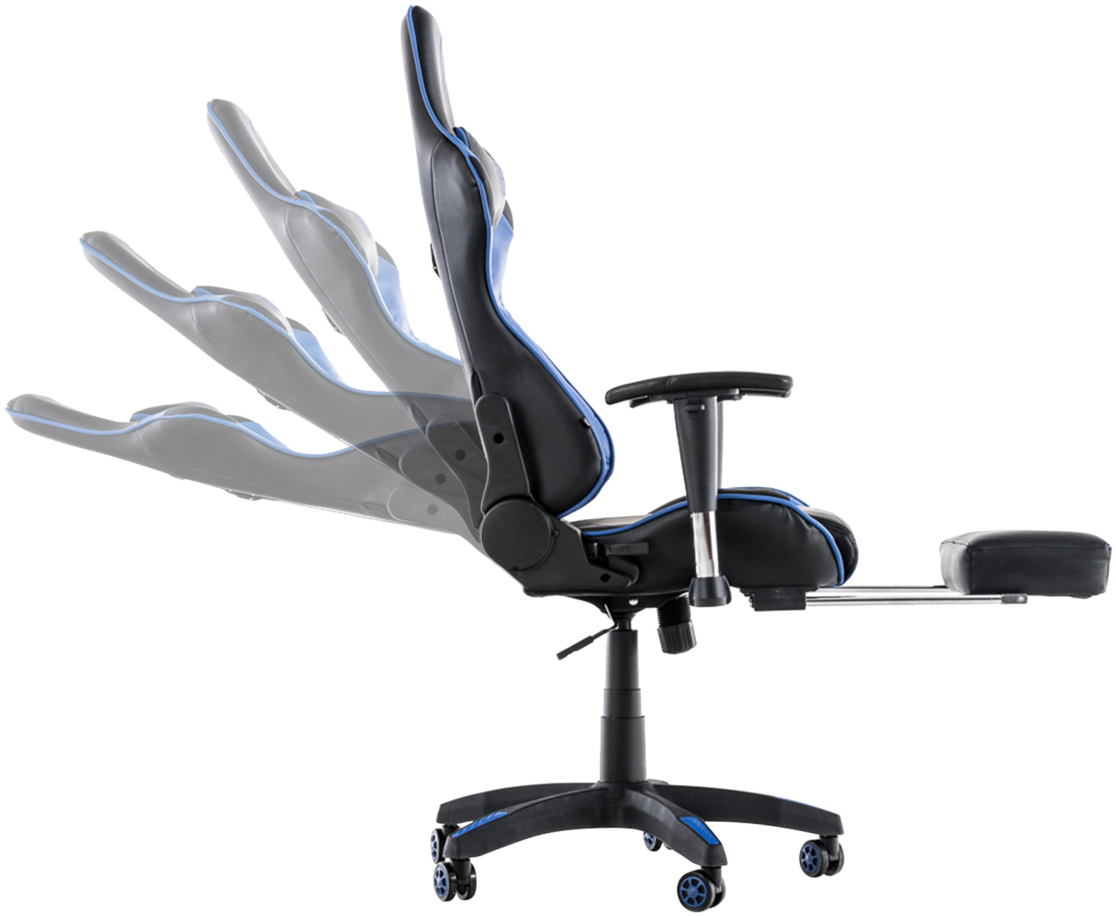 Gaming Bürostuhl Turbo XL mit Fußablage schwarz/blau Kunstleder