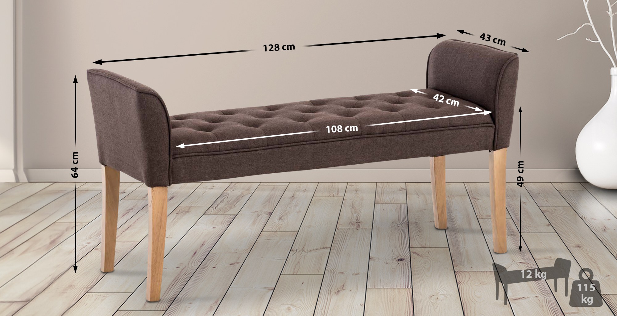 Chaiselongue Cleopatra braun antik-hell