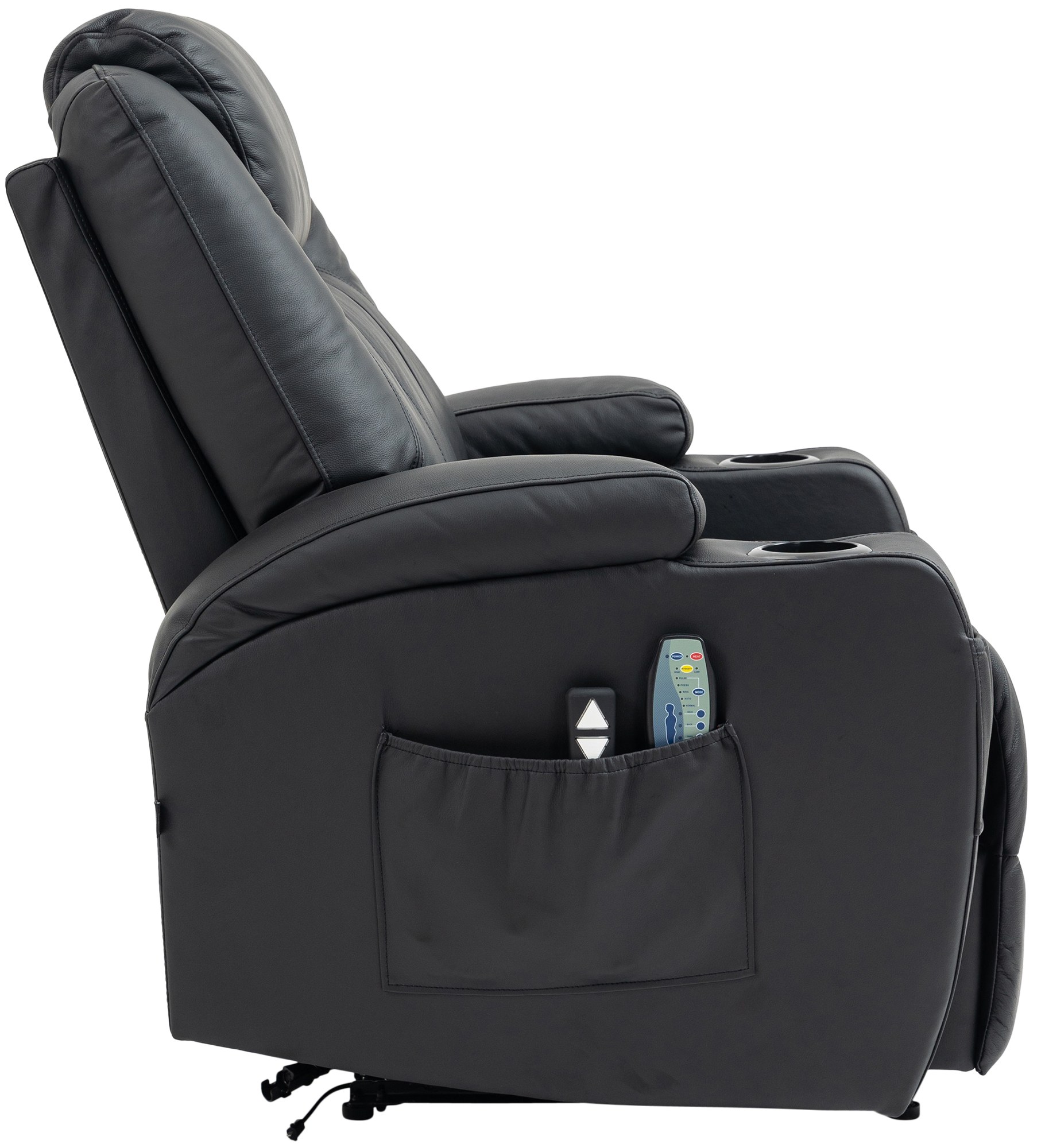 Sessel Hepler mit Massagefunktion schwarz Echtleder