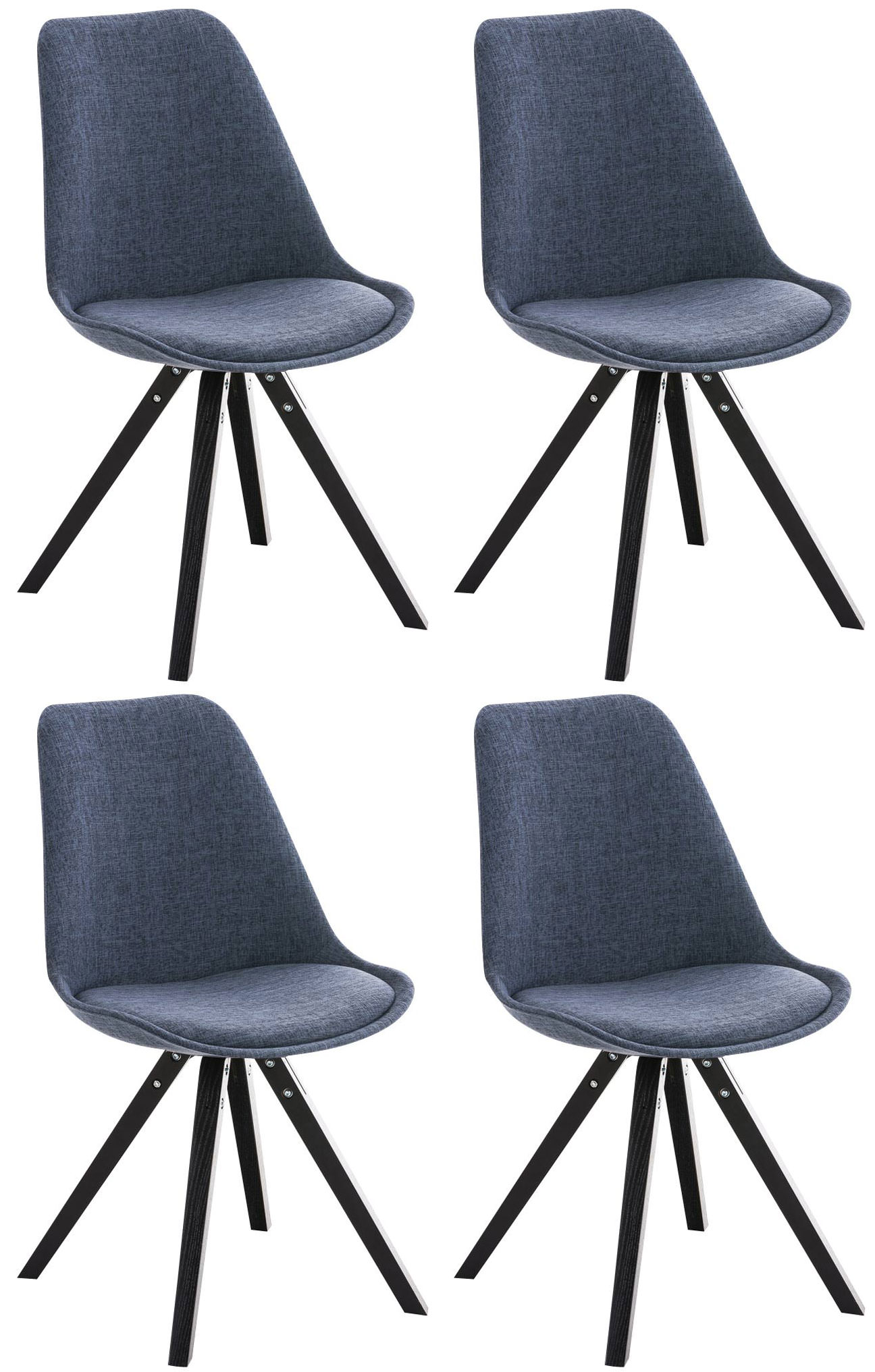 4er Set Stühle Pegleg Stoff Square blau schwarz